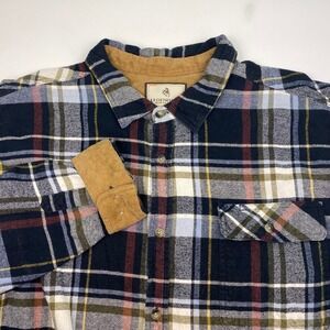 Legendary Whitetails Mens 2XL Buck Camp Plaid Flannel Shirt Blue Brown‎ Green